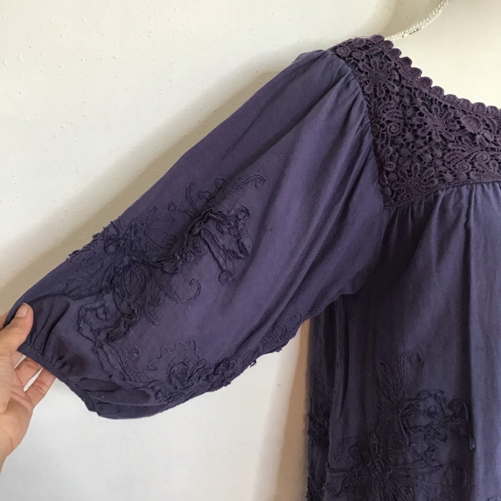 Sundance Women Elegant Purple Sheer Embroidered Tunic Top M - Picture 4 of 11